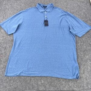 Peter Millar Polo Shirt Mens 2XL Blue Crown Crafted 100% Linen NWT MS24XKX31
